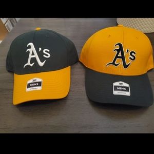 2 oakland athletics adjustable hats